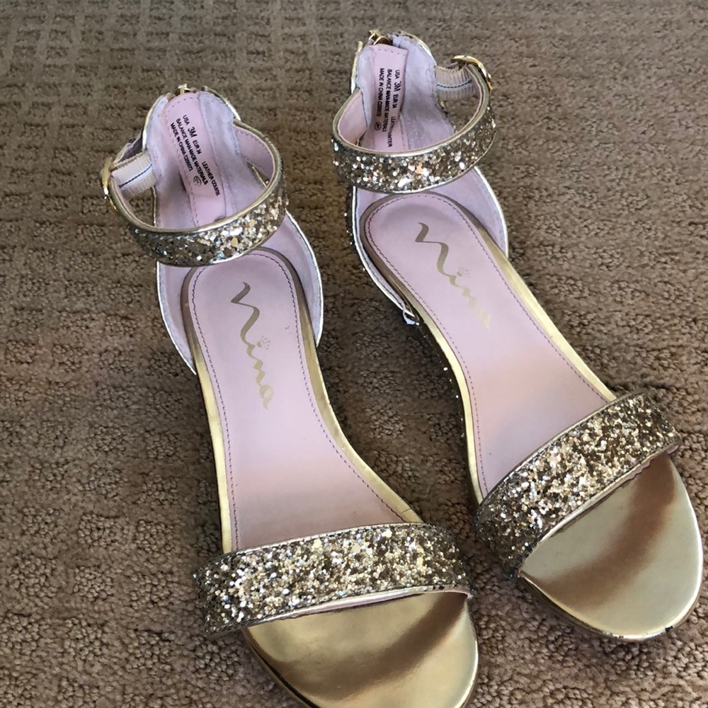 Gold glitter wedges